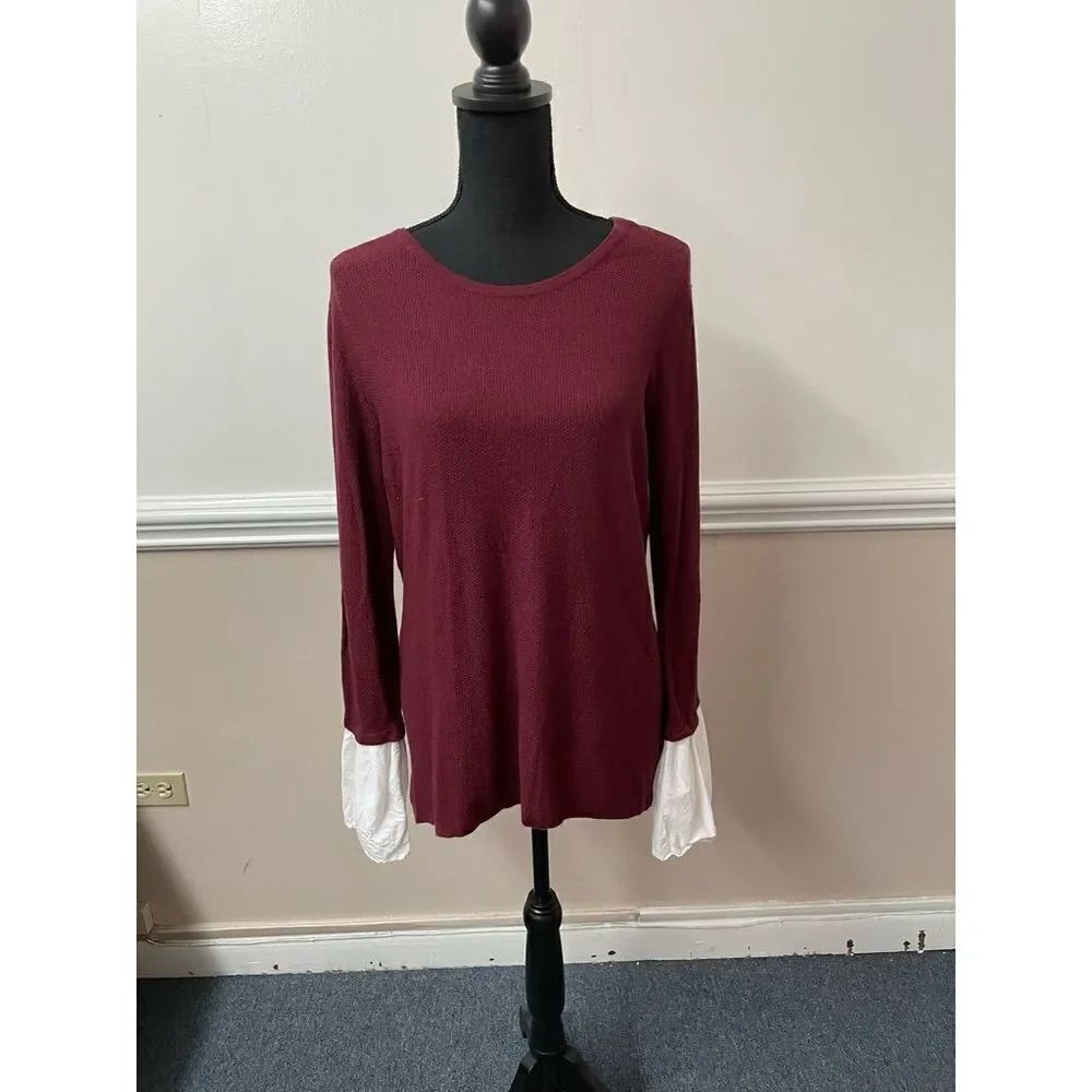 Hannah Burgundy Blouse with Ruffle Sleeves
